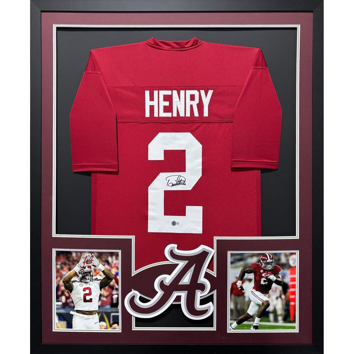 Derrick Henry Framed Signed Maroon Jersey Beckett Autographed Alabama 2P