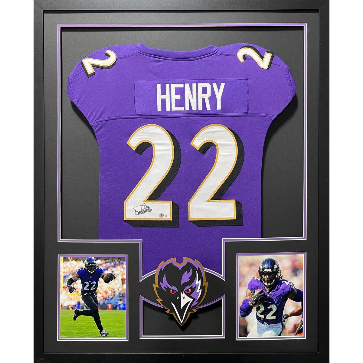 Derrick Henry Framed SIgned Jersey Beckett Autographed Baltimore Ravens