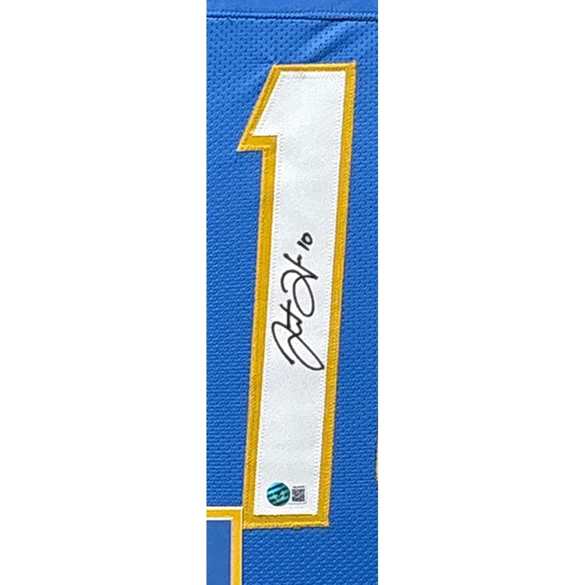 Justin Herbert Framed Blue Jersey Beckett Autographed Signed LA Chargers