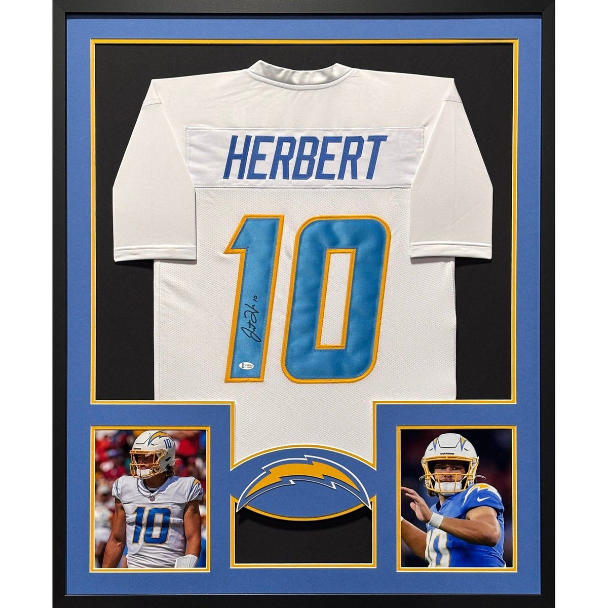 Justin Herbert Framed Jersey Beckett Autographed Signed LA Chargers IH2