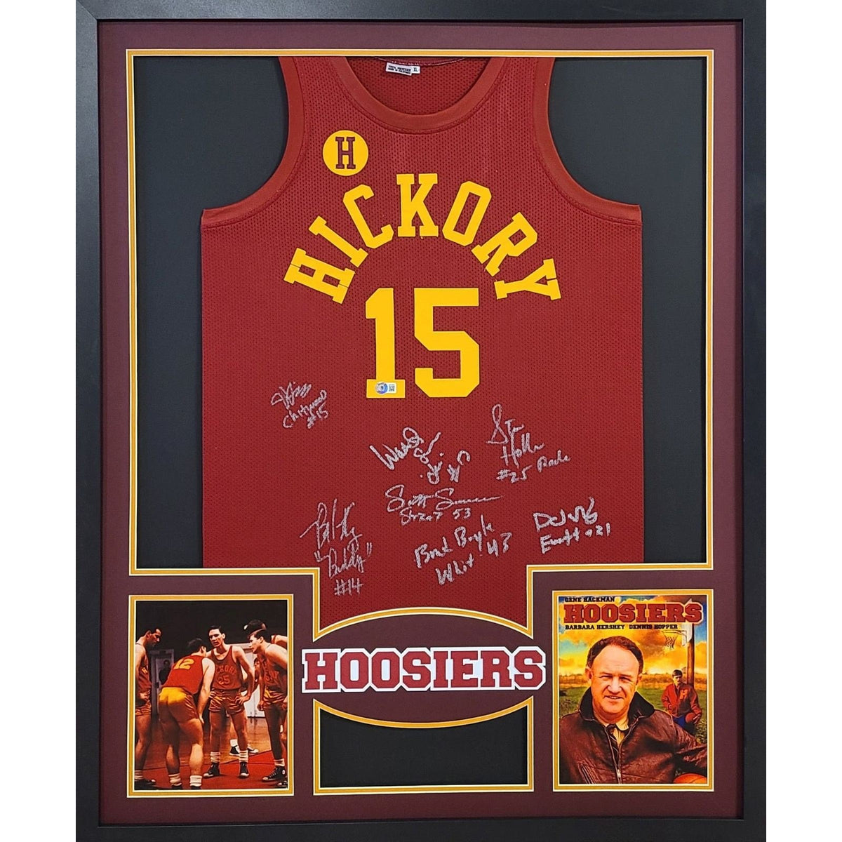 Hoosiers Movie Framed Signed by Cast Jersey Autographed Beckett