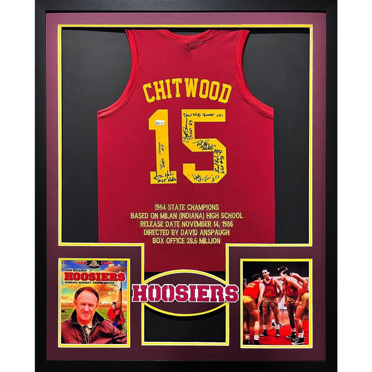 Hoosiers Movie Framed Signed by Cast Jersey Autographed Beckett