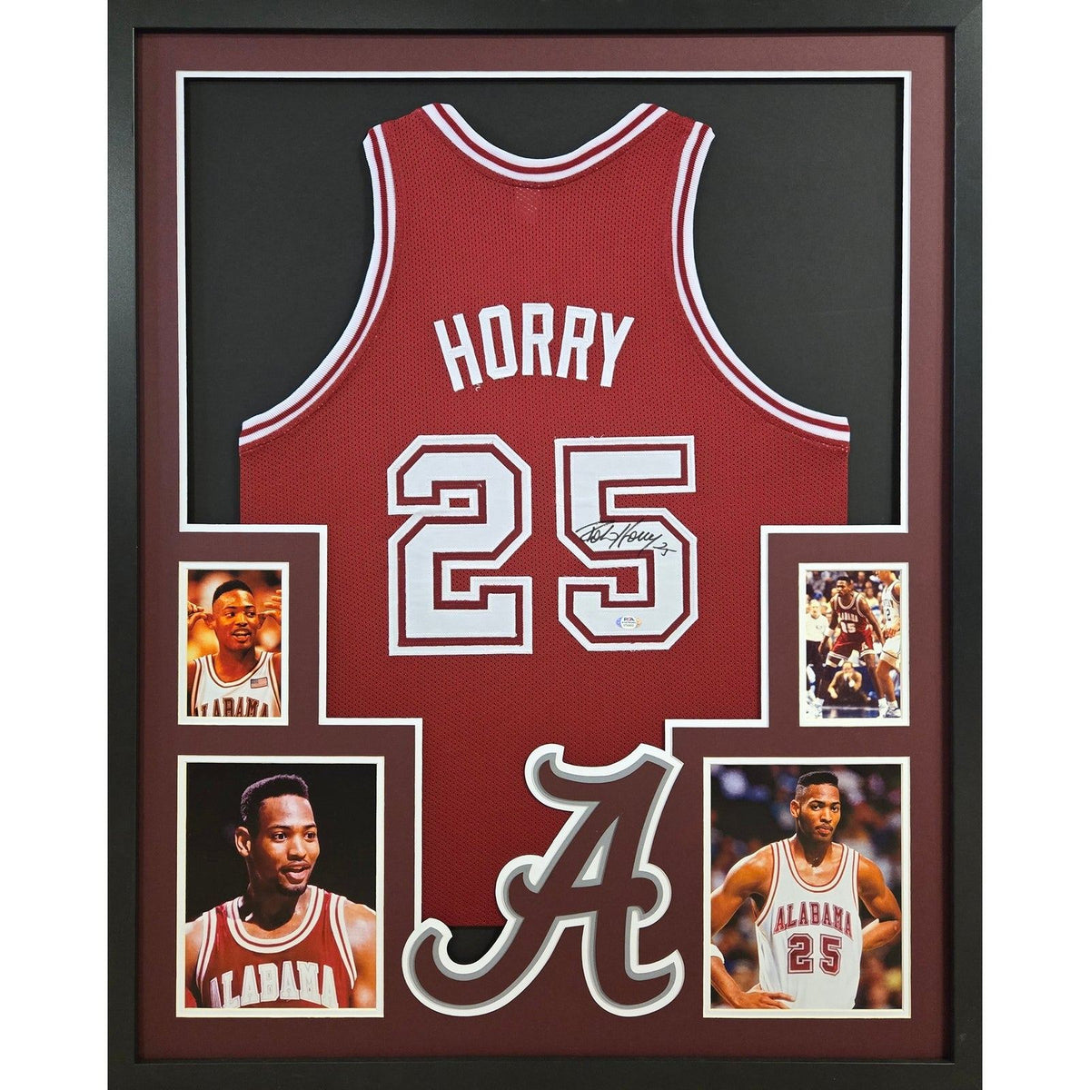 Robert Horry Framed Signed Red Jersey PSA/DNA Autographed Alabama