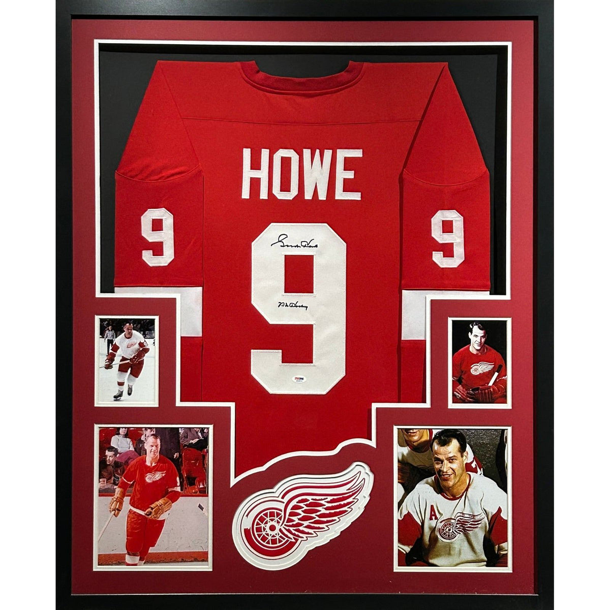 Gordie Howe Signed Framed Red Jersey PSA/DNA Autographed Detroit Red Wings