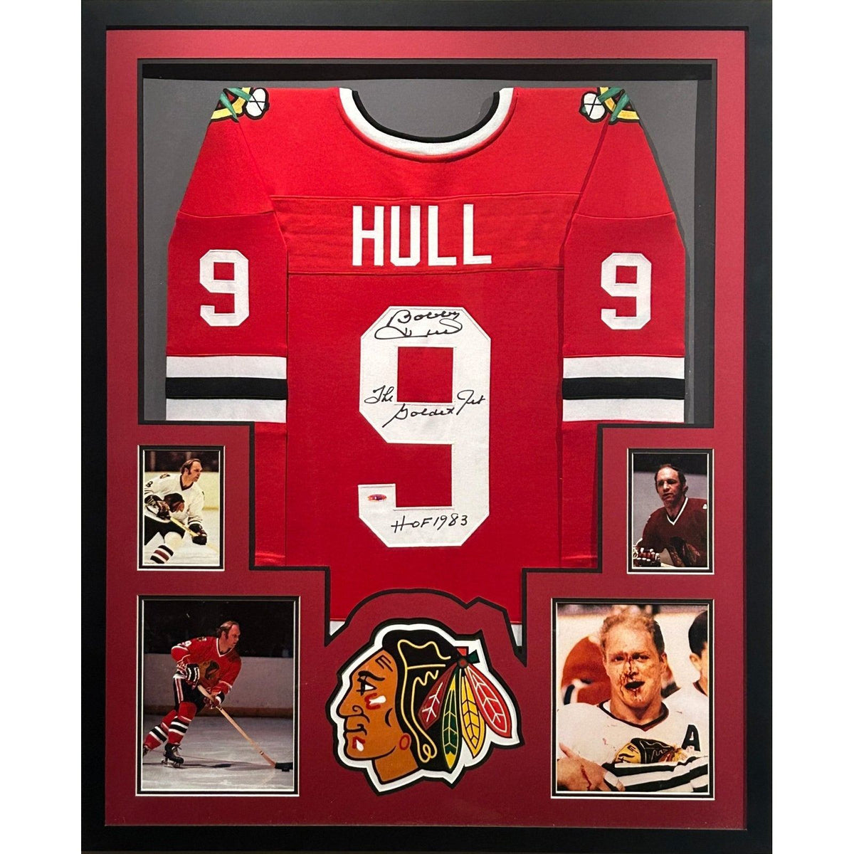 Bobby Hull Framed Signed Chicago Blackhawks Red Jersey Tristar Autographed