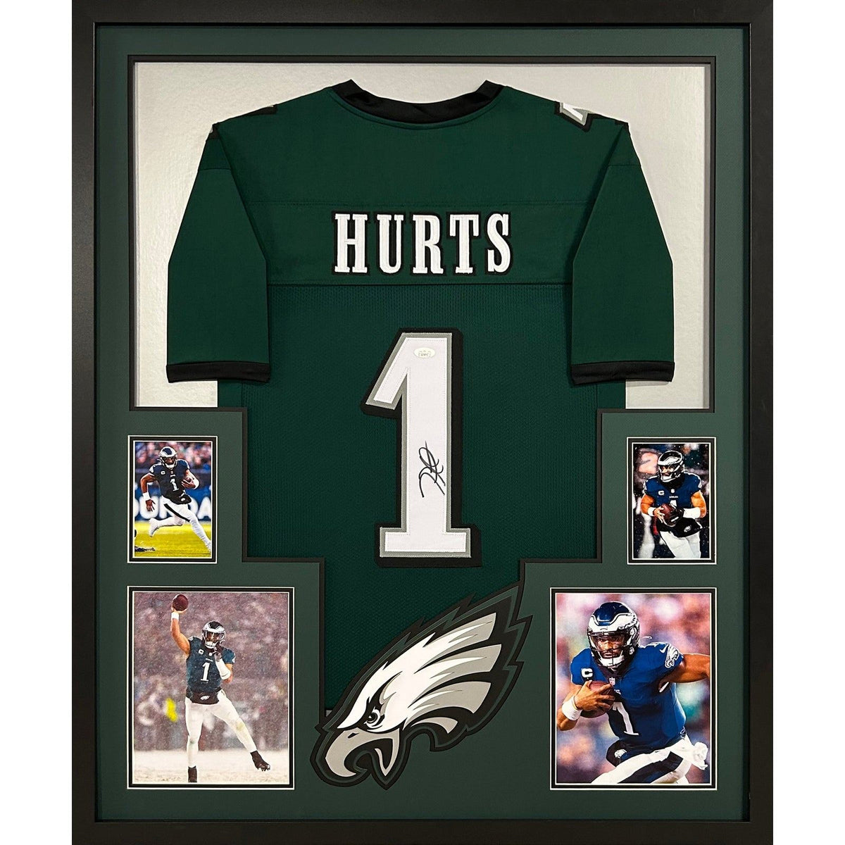 Jalen Hurts Signed Framed Green Jersey JSA Autographed Philadelphia Eagles