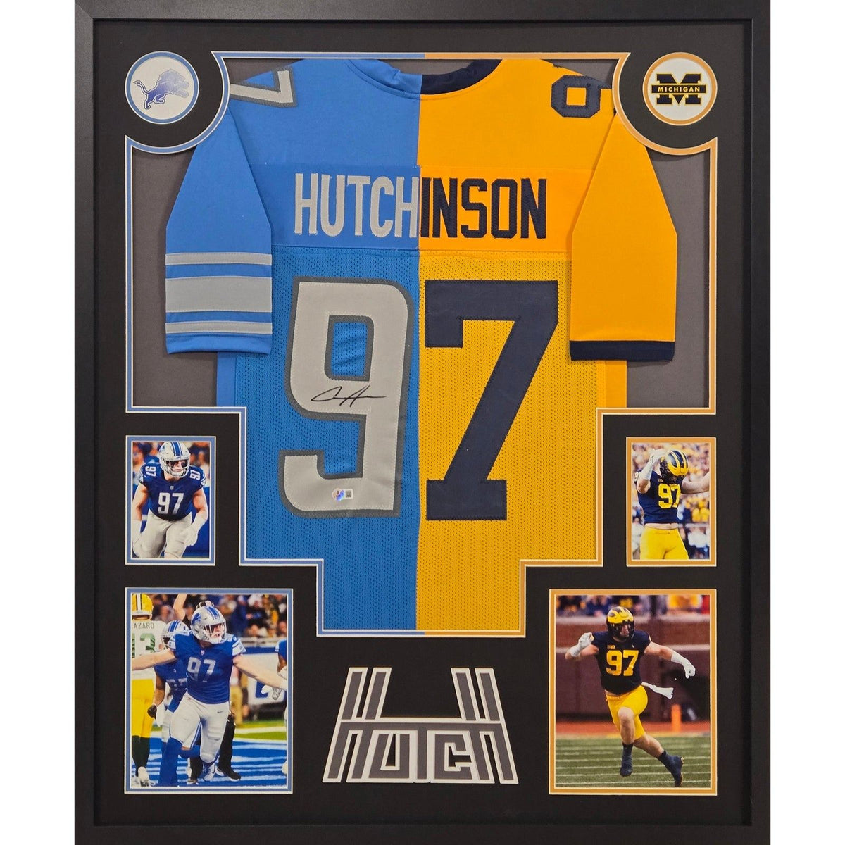 Aidan Hutchinson Framed Signed Michigan Lions Jersey Beckett Autographed
