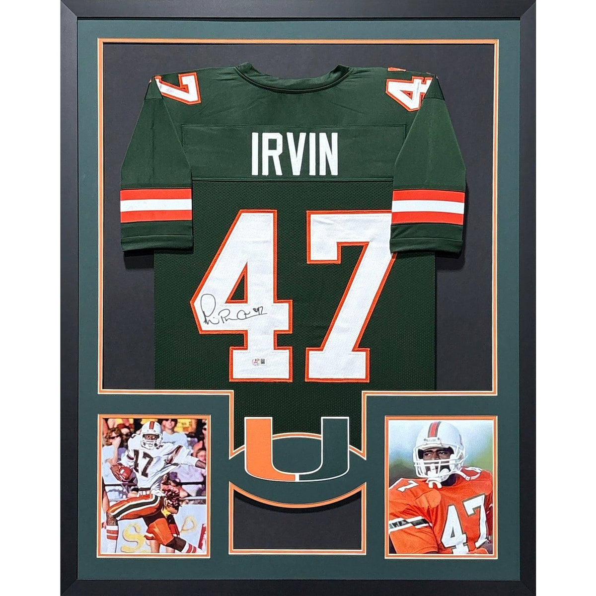 Michael Irvin Signed Framed Green Jersey Beckett Autographed Miami Cowboys