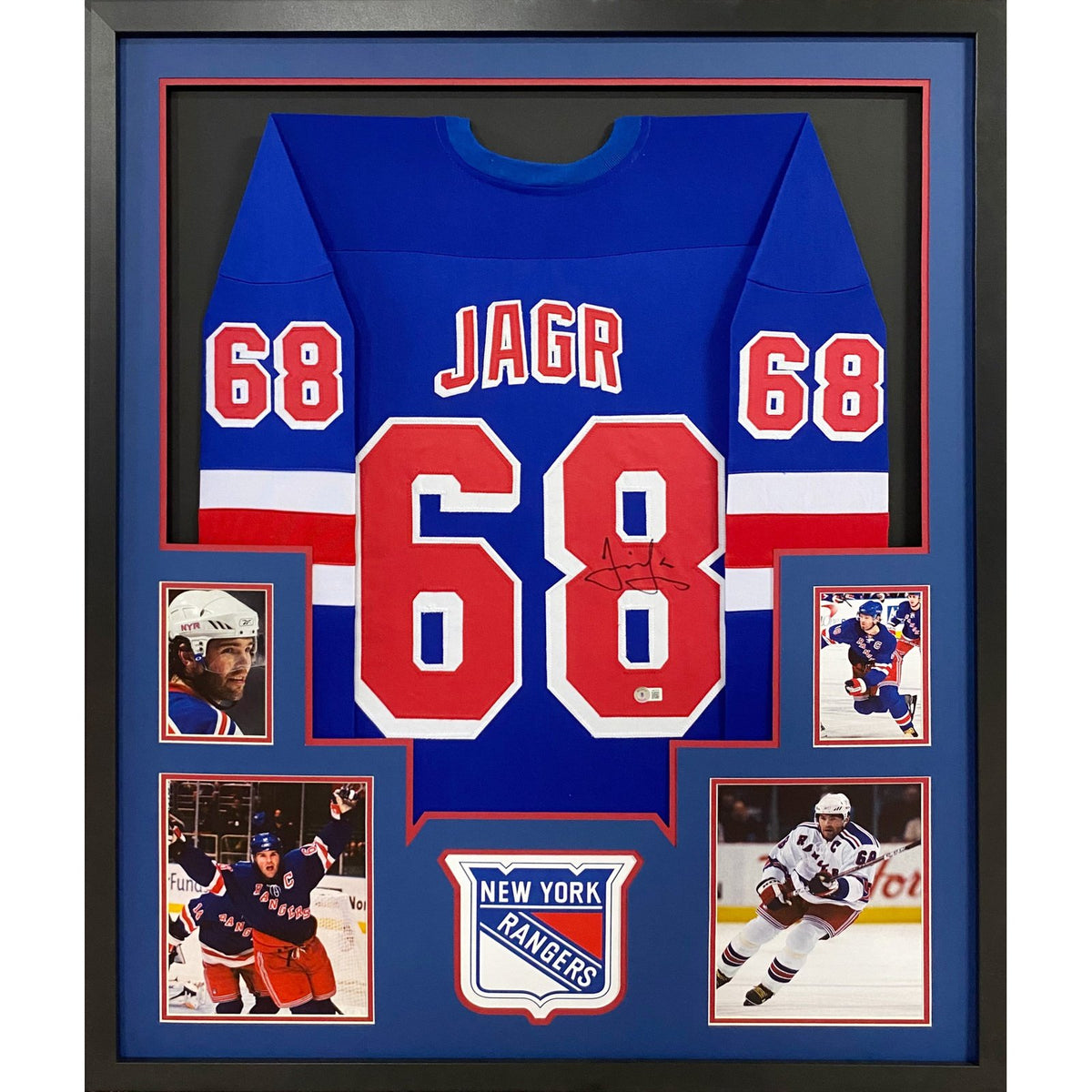 Jaromir Jagr Framed Signed Jersey Beckett Autographed New York Rangers