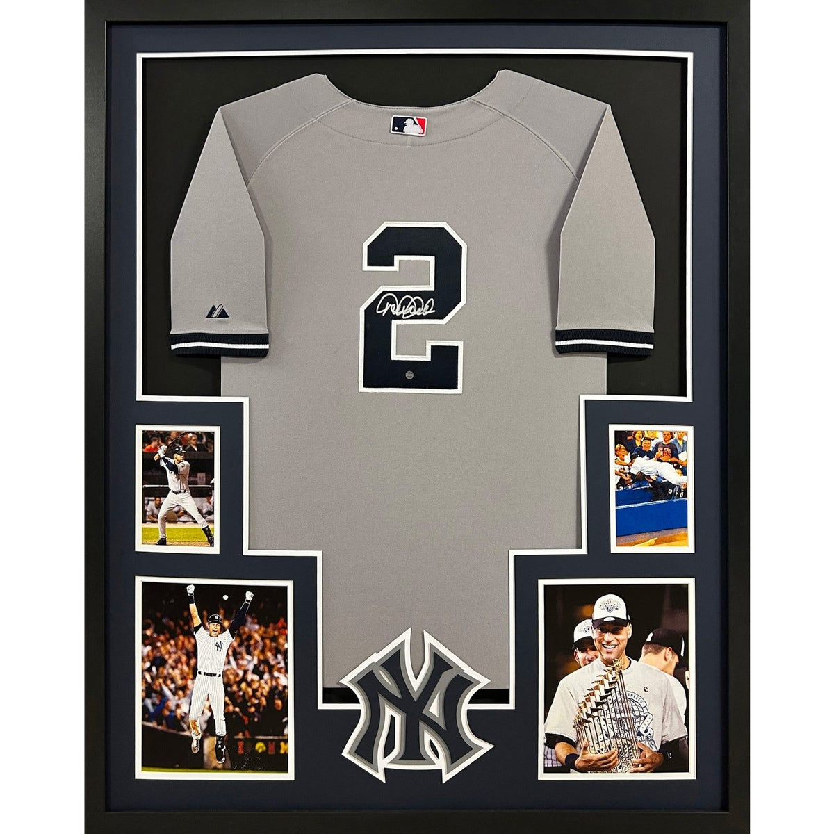 Derek Jeter Framed Signed Grey Jersey Steiner New York Yankees Autographed