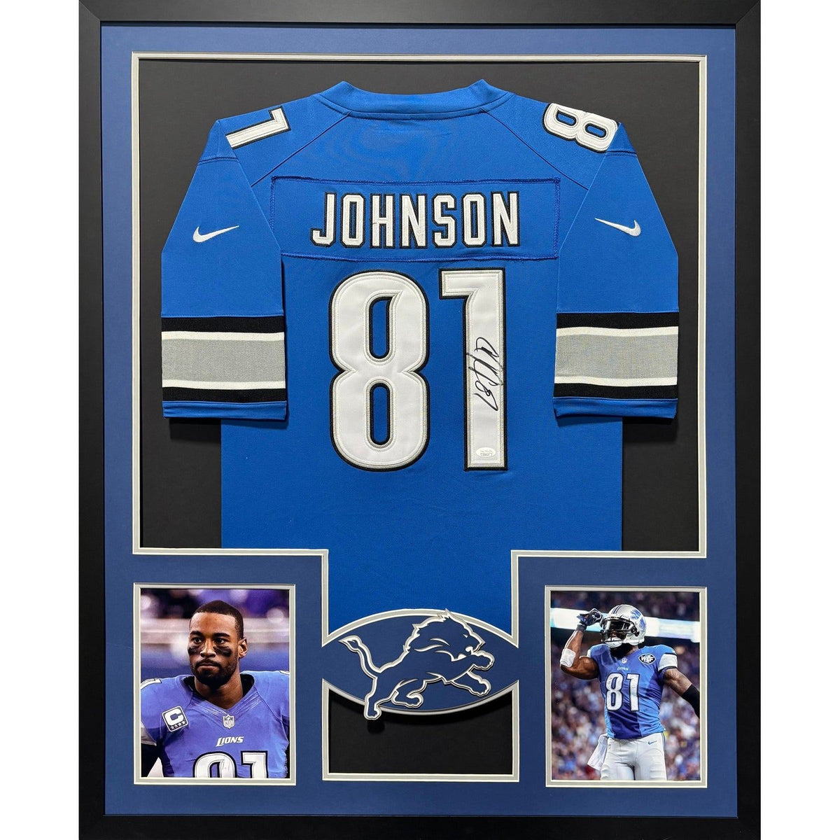 Calvin Johnson Framed Signed Jersey JSA Autographed Detroit Lions 2P