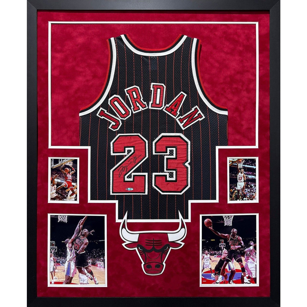 Michael Jordan Framed Signed Bulls Black Jersey UDA Autographed UpperDeck