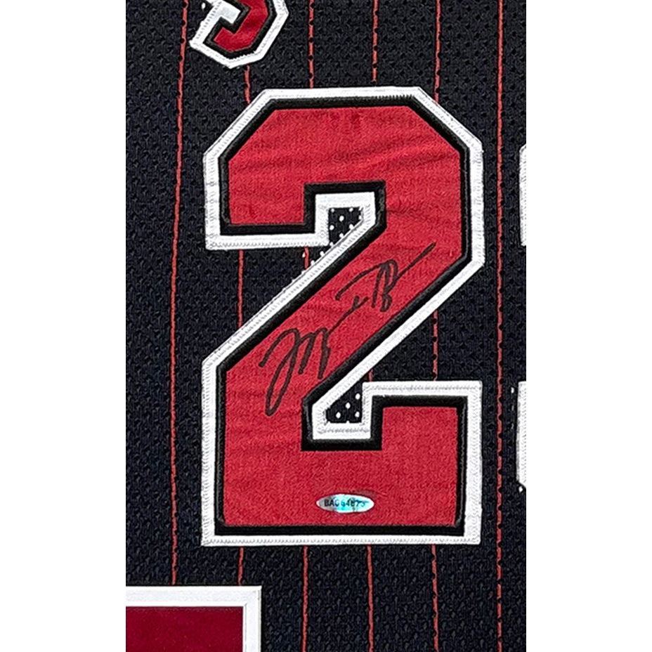 Michael Jordan Framed Signed Bulls Black Jersey UDA Autographed UpperDeck