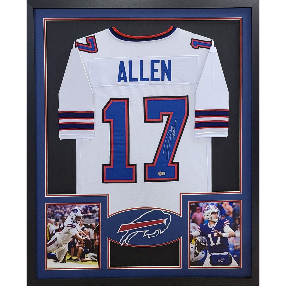 Josh Allen Framed White Jersey Beckett Autographed Signed Buffalo Bills