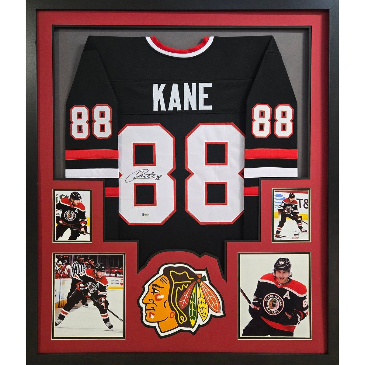 Patrick Kane Framed Signed Black Jersey Beckett Blackhawks Autographed