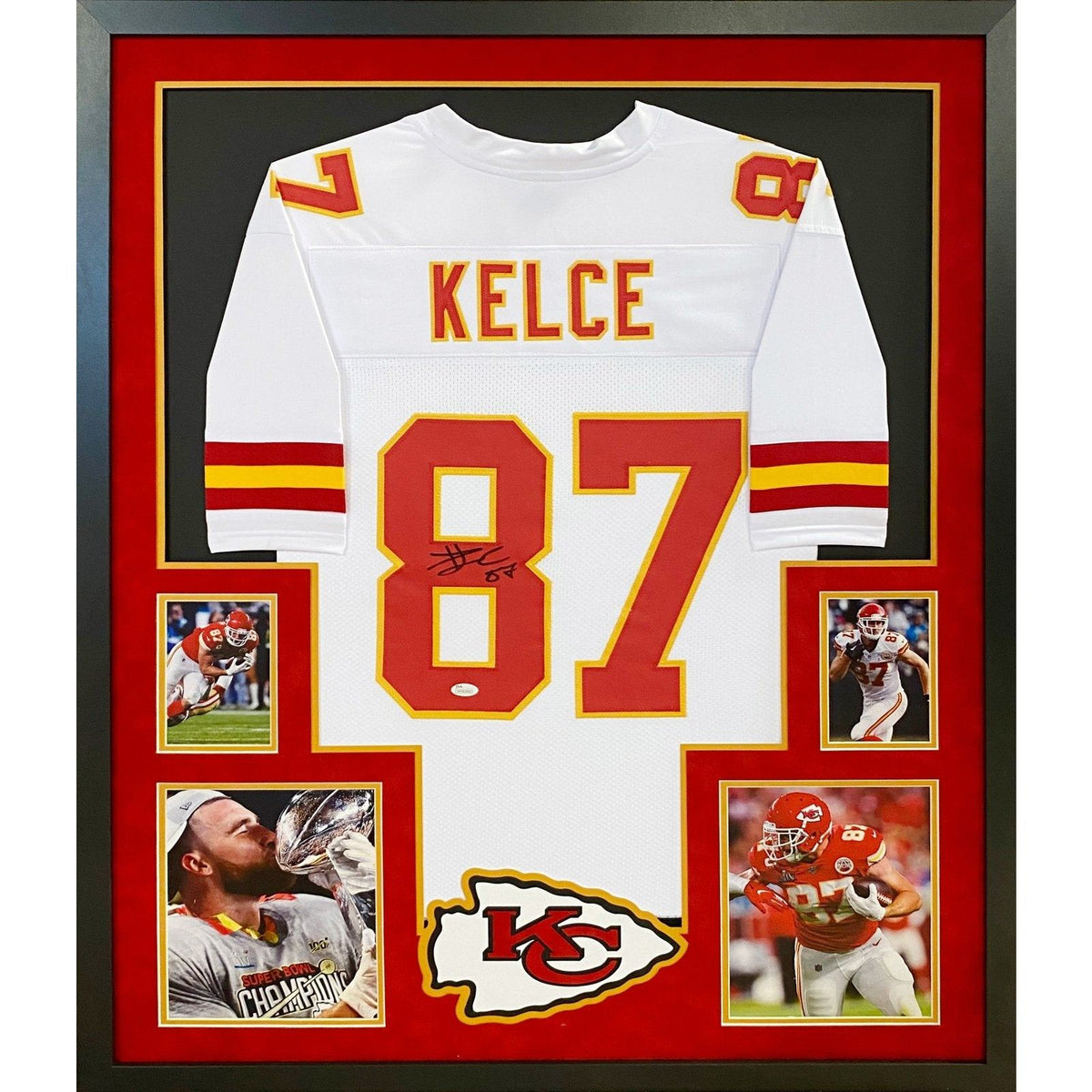 Travis Kelce Framed White Jersey JSA Autographed Signed Kansas City Chiefs
