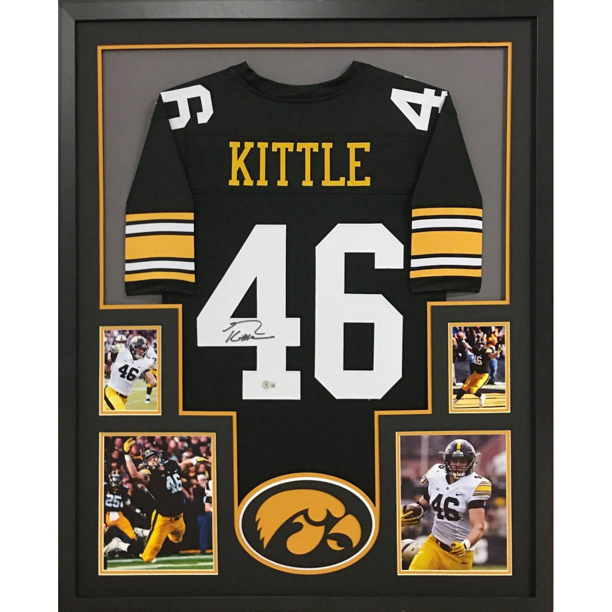 George Kittle Framed Signed Black Jersey Beckett Autographed Iowa Hawkeyes