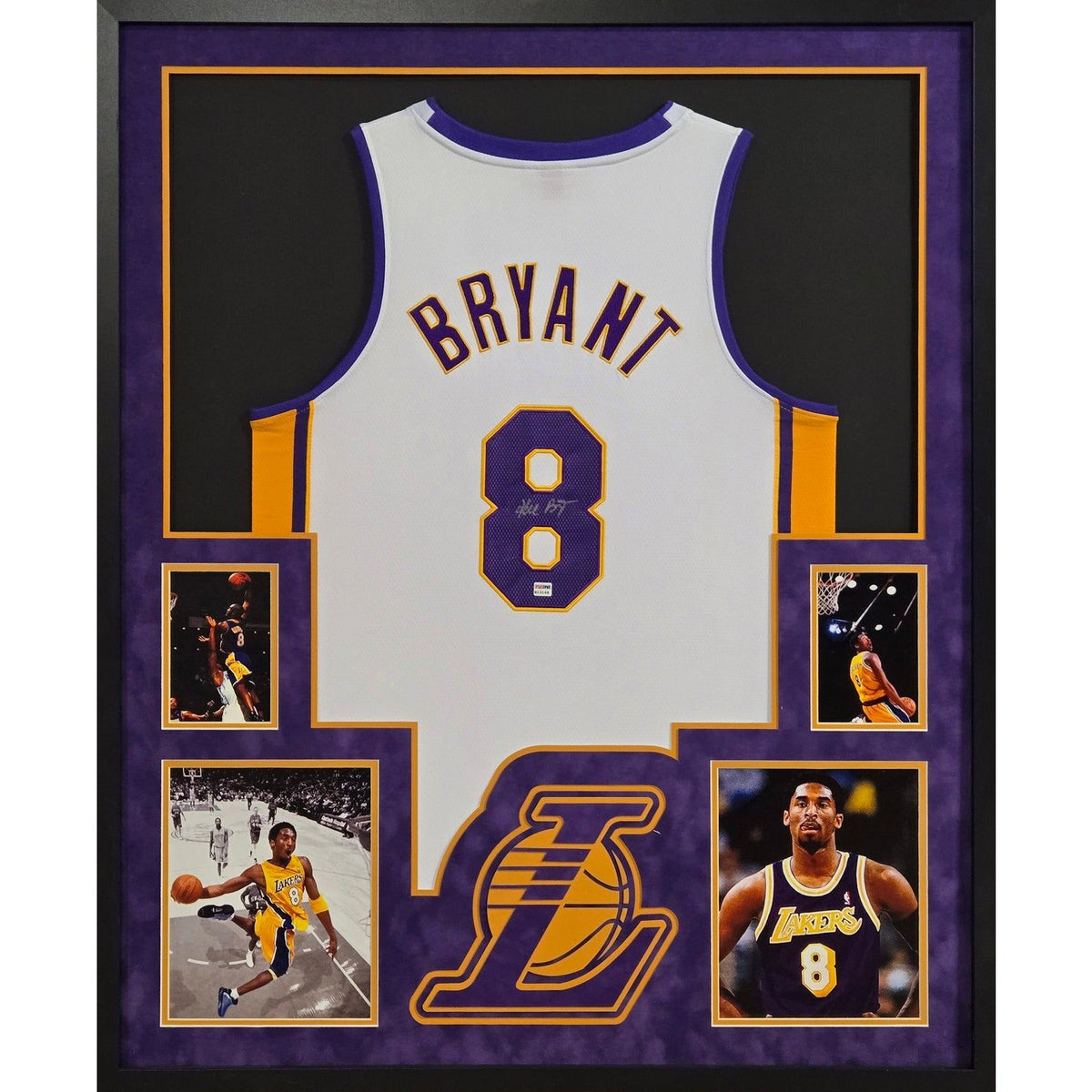 Kobe Bryant Framed Signed White Jersey PSA/DNA Autographed LA Lakers