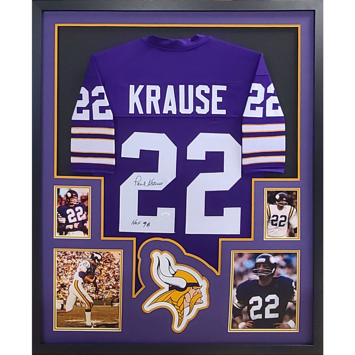 Paul Krause Framed Signed Jersey JSA Autographed Signed Minnesota Vikings