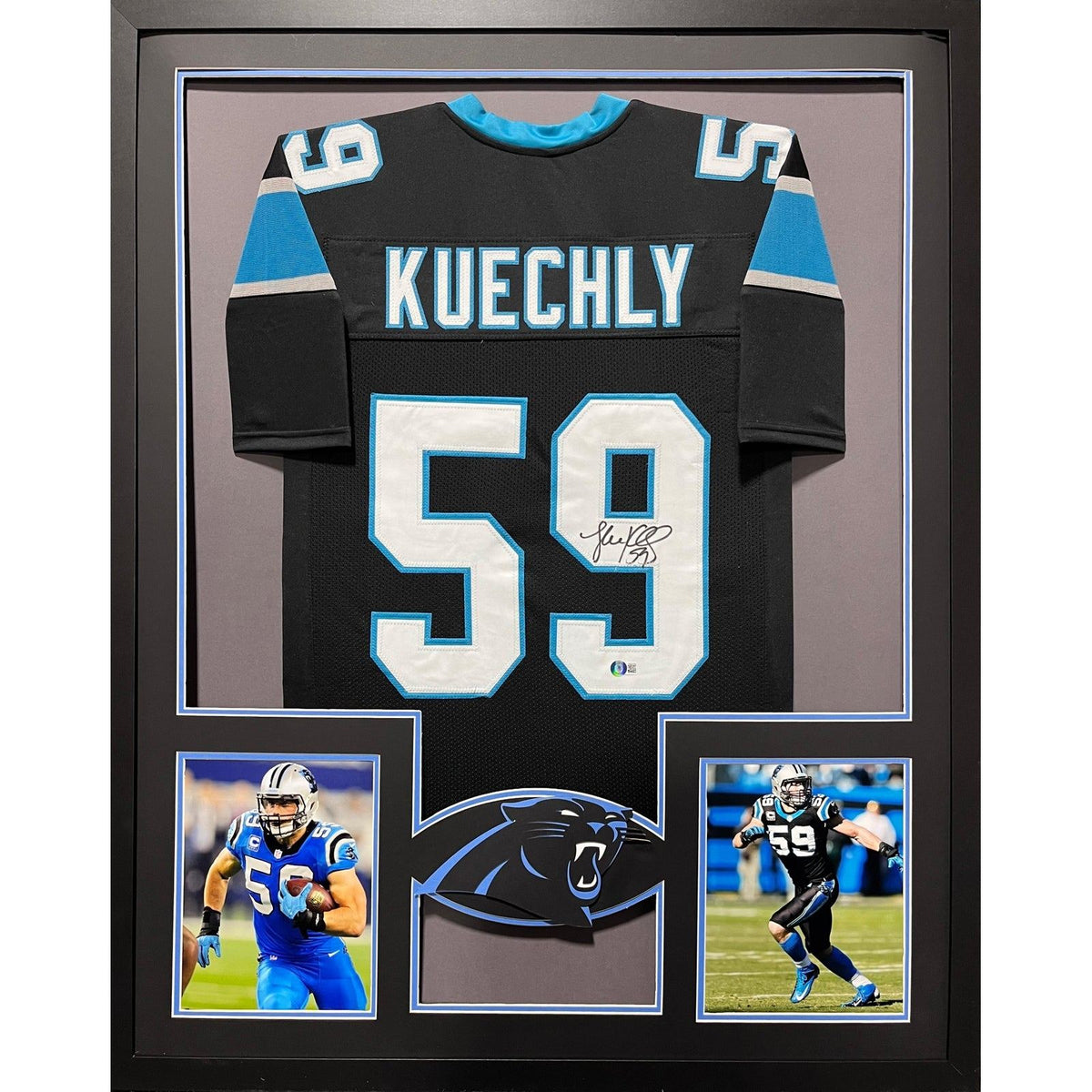 Luke Kuechly Framed Signed Black Jersey Beckett Autographed Carolina Panthers