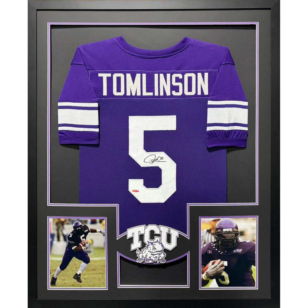 LaDainian Tomlinson Framed Jersey Leaf Autographed Signed TCU Horned Frogs