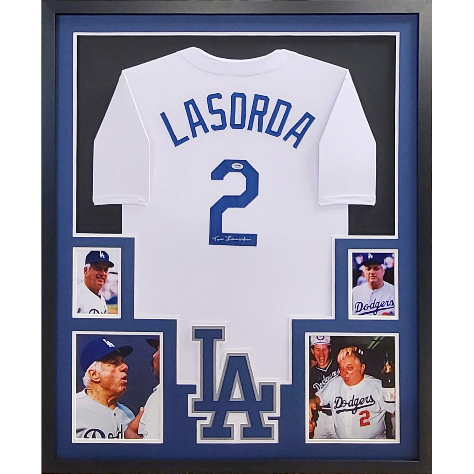 Tommy LaSorda Framed Jersey PSA/DNA Autographed Signed Los Angeles Dod