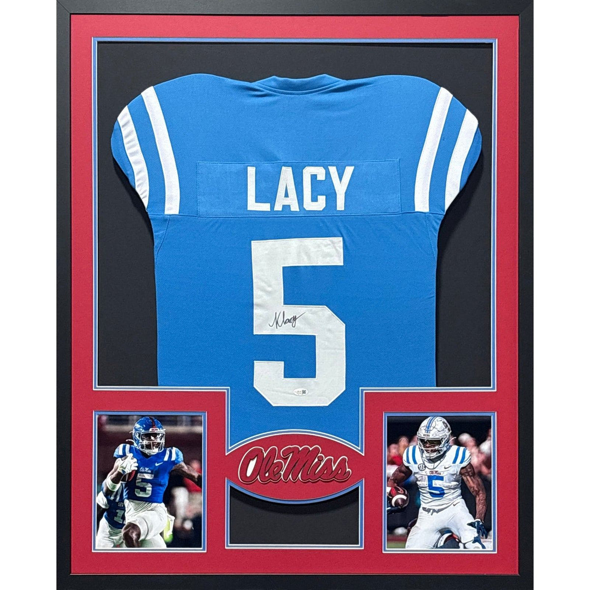 Kewan Lacy Signed Framed Blue Jersey JSA Autographed Ole Miss