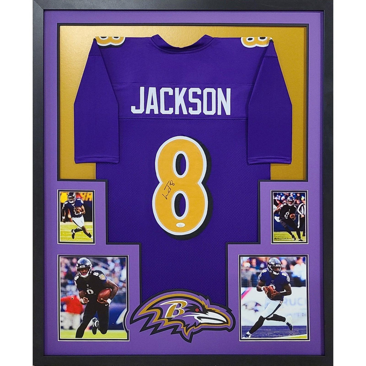 Lamar Jackson Framed Signed Jersey JSA Autographed Baltimore Ravens GN