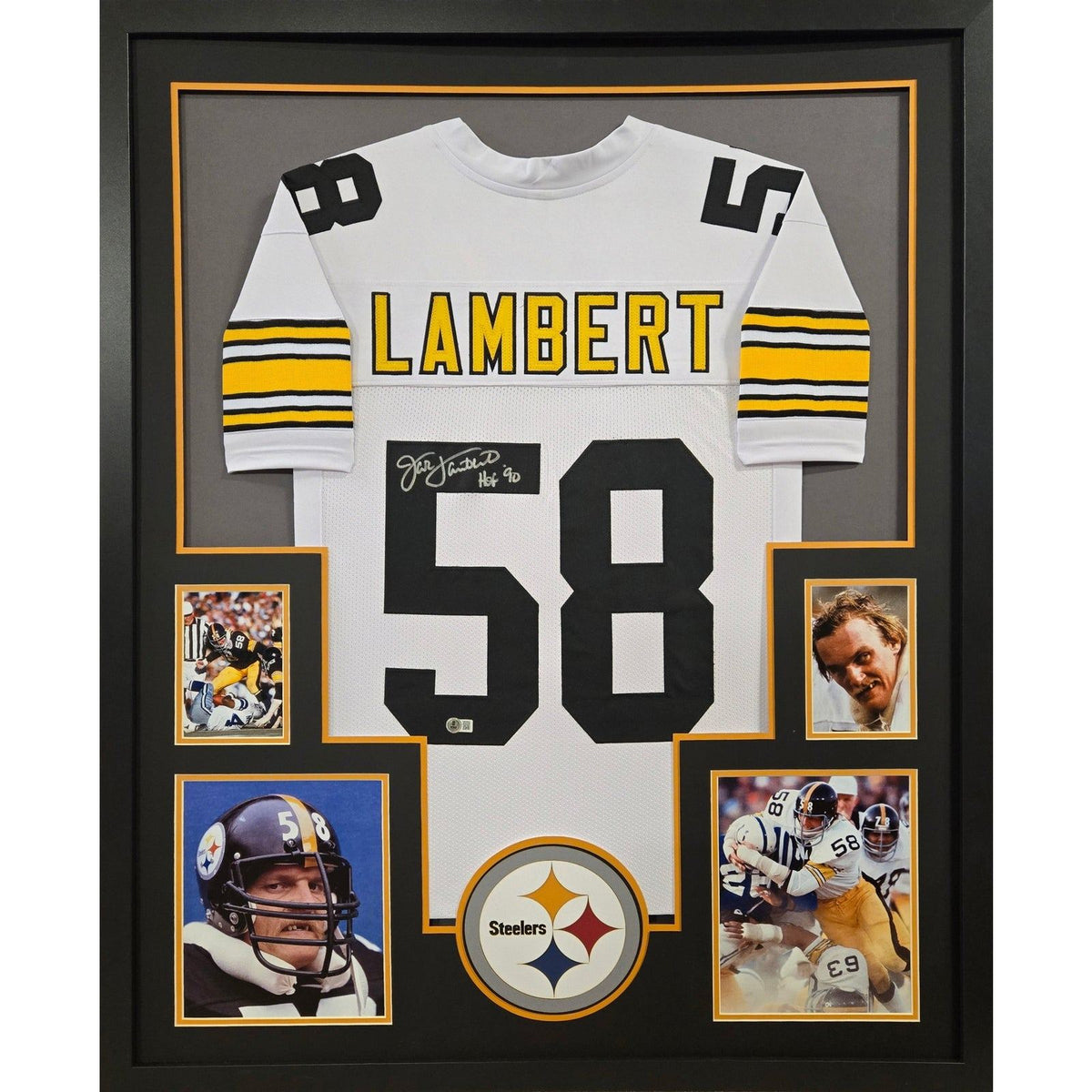 Jack Lambert Framed Signed White Jersey Beckett Autographed Pittsburgh Steelers