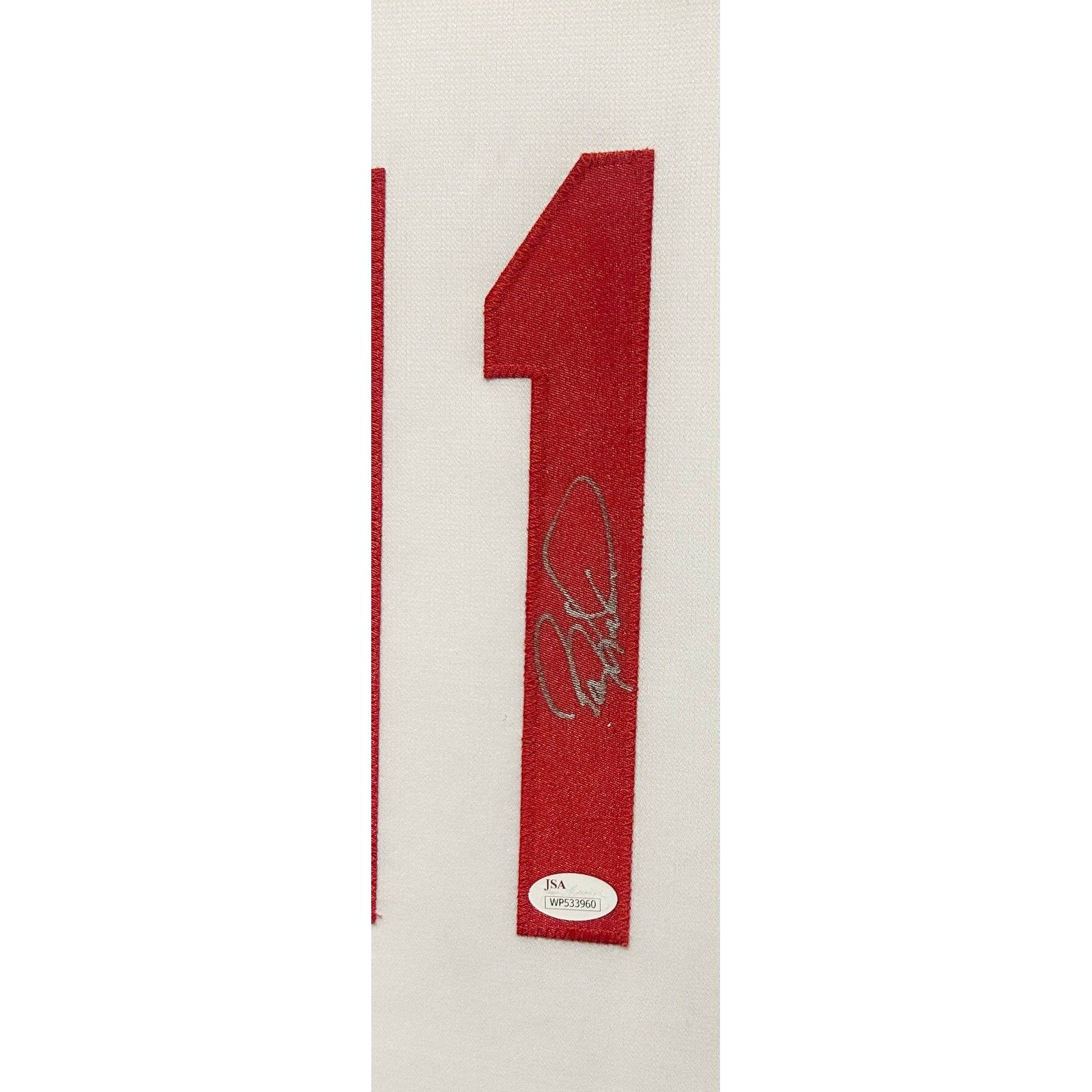 Barry Larkin Signed Framed White Jersey Autographed Cincinnati Reds JSA