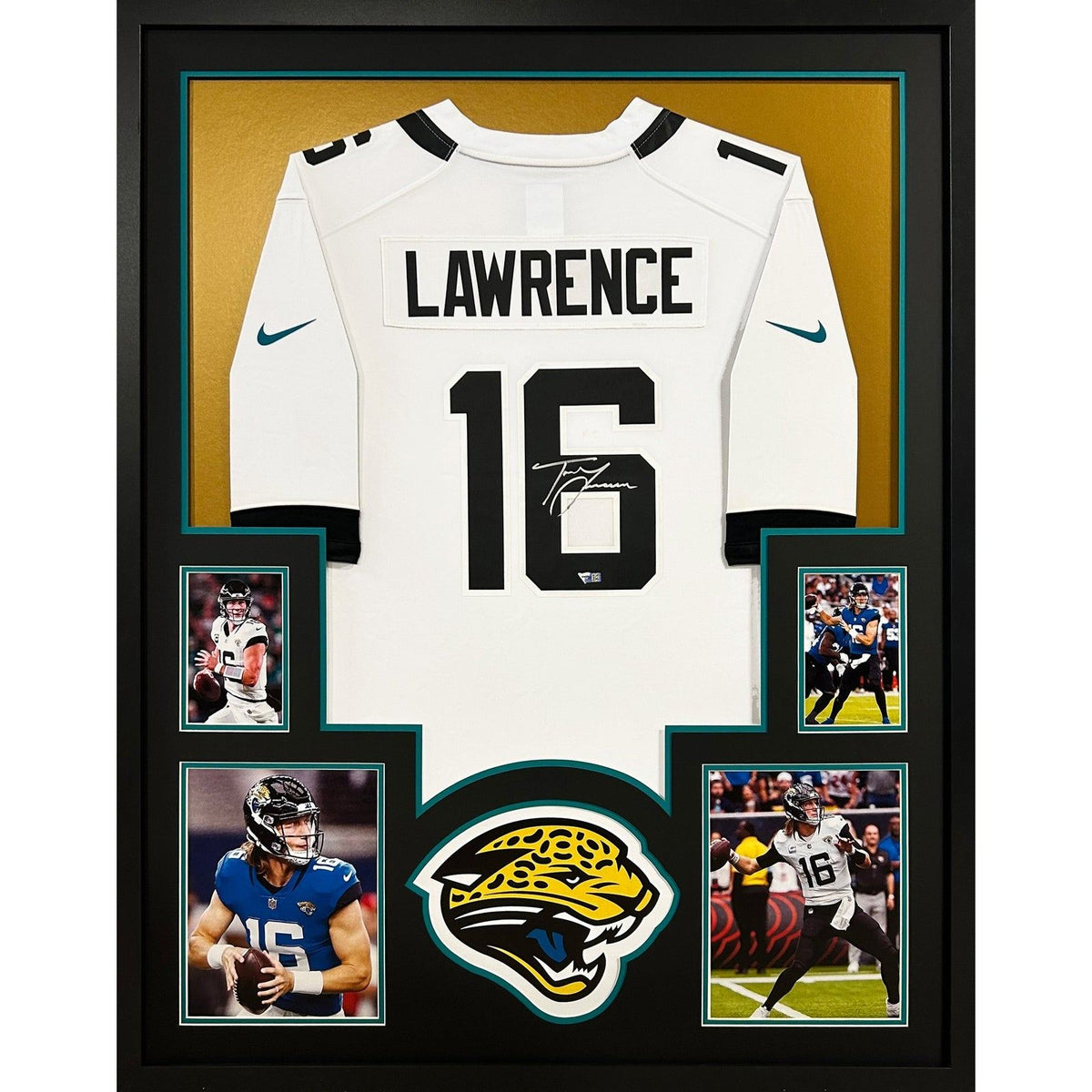 Trevor Lawrence Framed Signed White Jersey Fanatics Autographed Jaguars