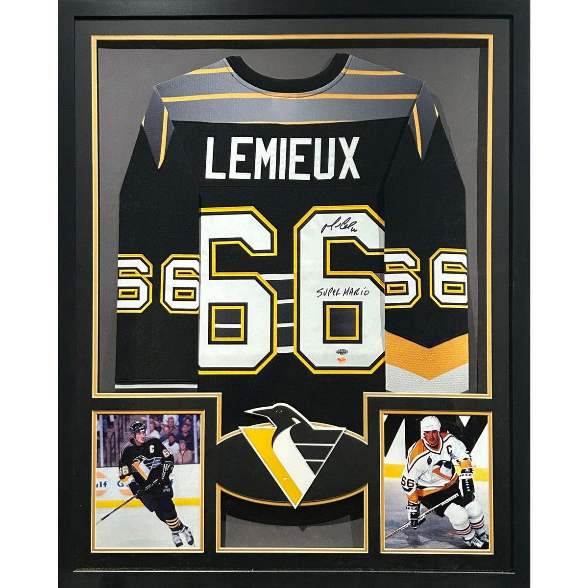 Mario Lemieux Framed Jersey Steiner Autographed Signed Penguins Stripes