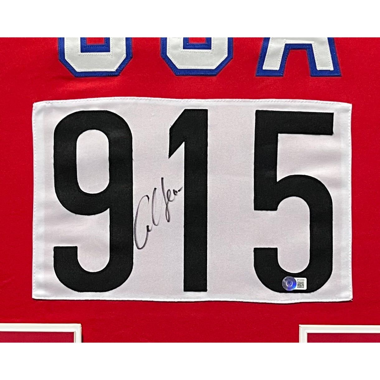 Carl Lewis Framed Track Jersey Autographed Signed Beckett USA