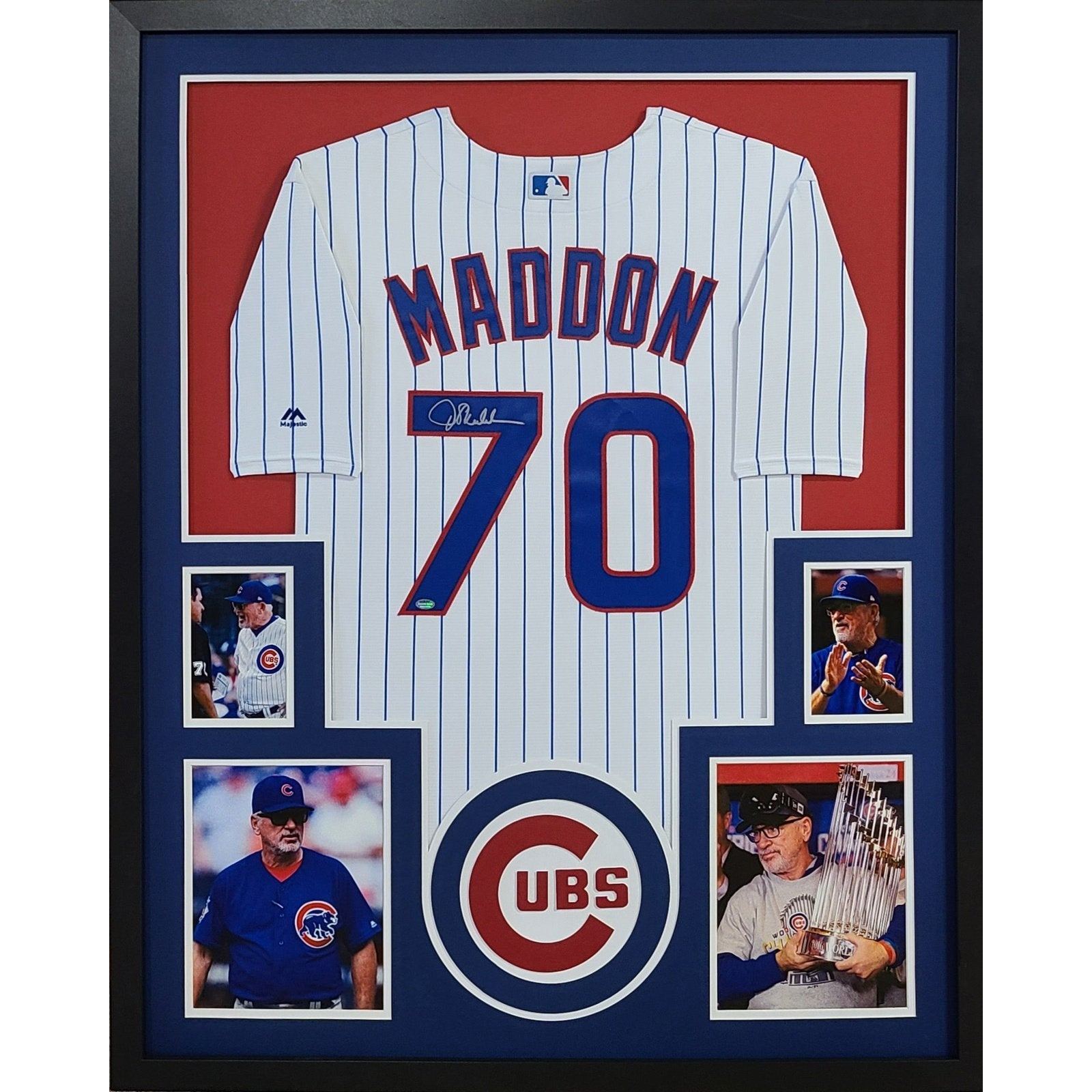 Joe Maddon Signed Framed Jersey Schwartz Autographed Chicago Cubs