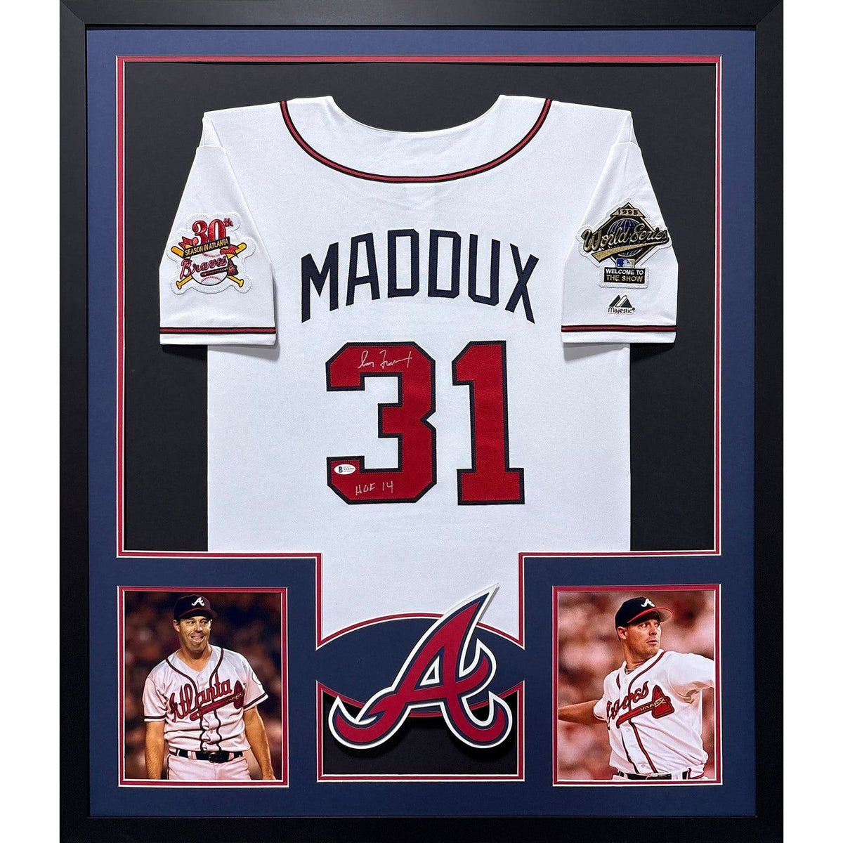 Greg Maddux Framed Signed Jersey Beckett Autographed Atlanta Braves Patches