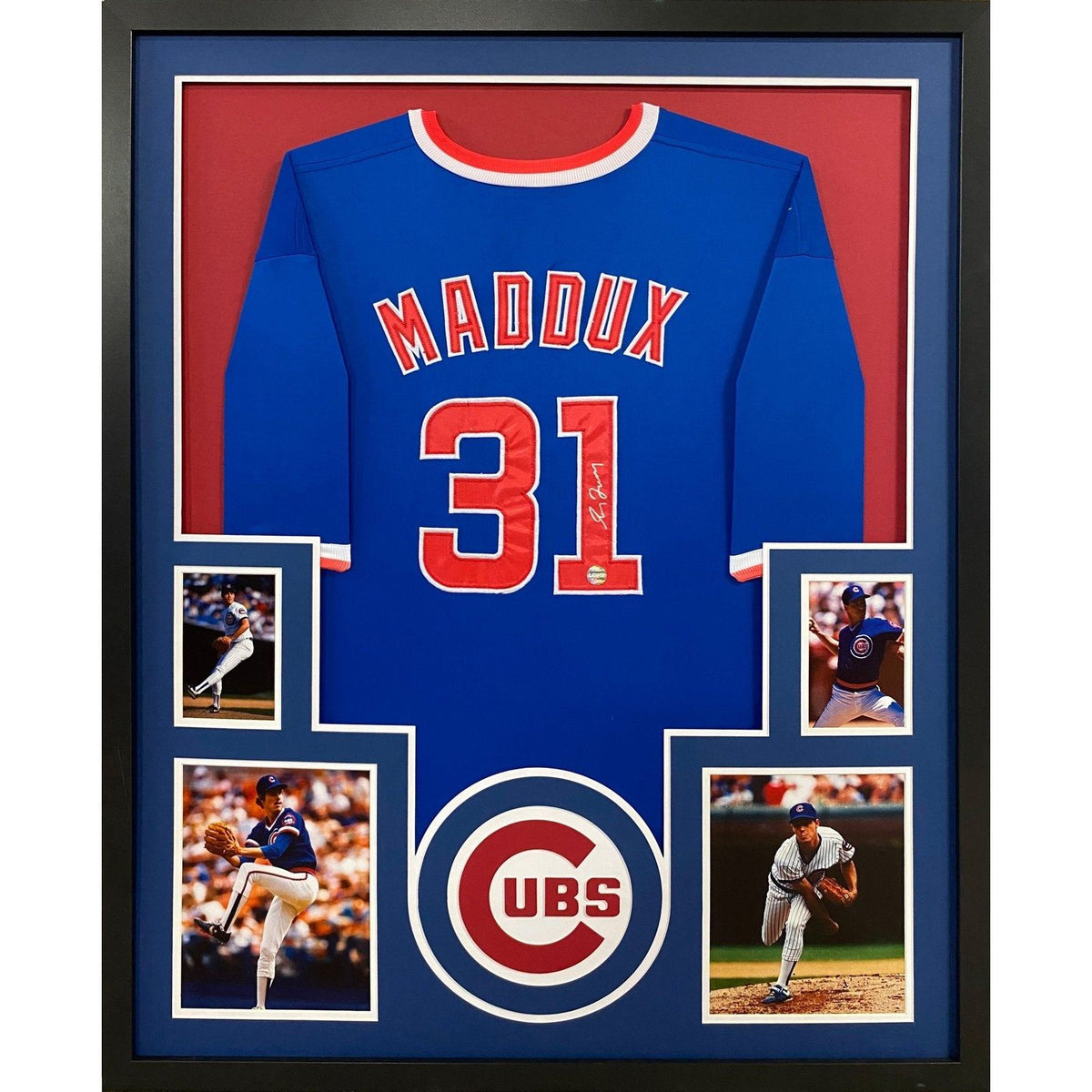 Greg Maddux Framed Signed Blue Jersey JSA COA Autographed Chicago Cubs
