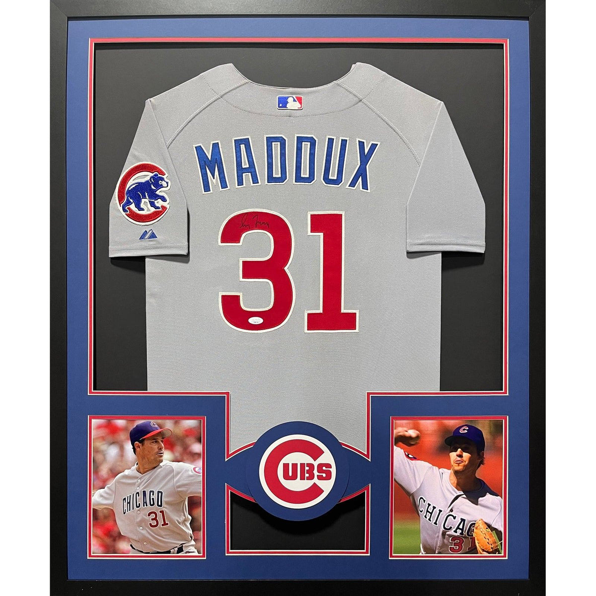 Greg Maddux Framed Signed Grey Jersey JSA Autographed Chicago Cubs