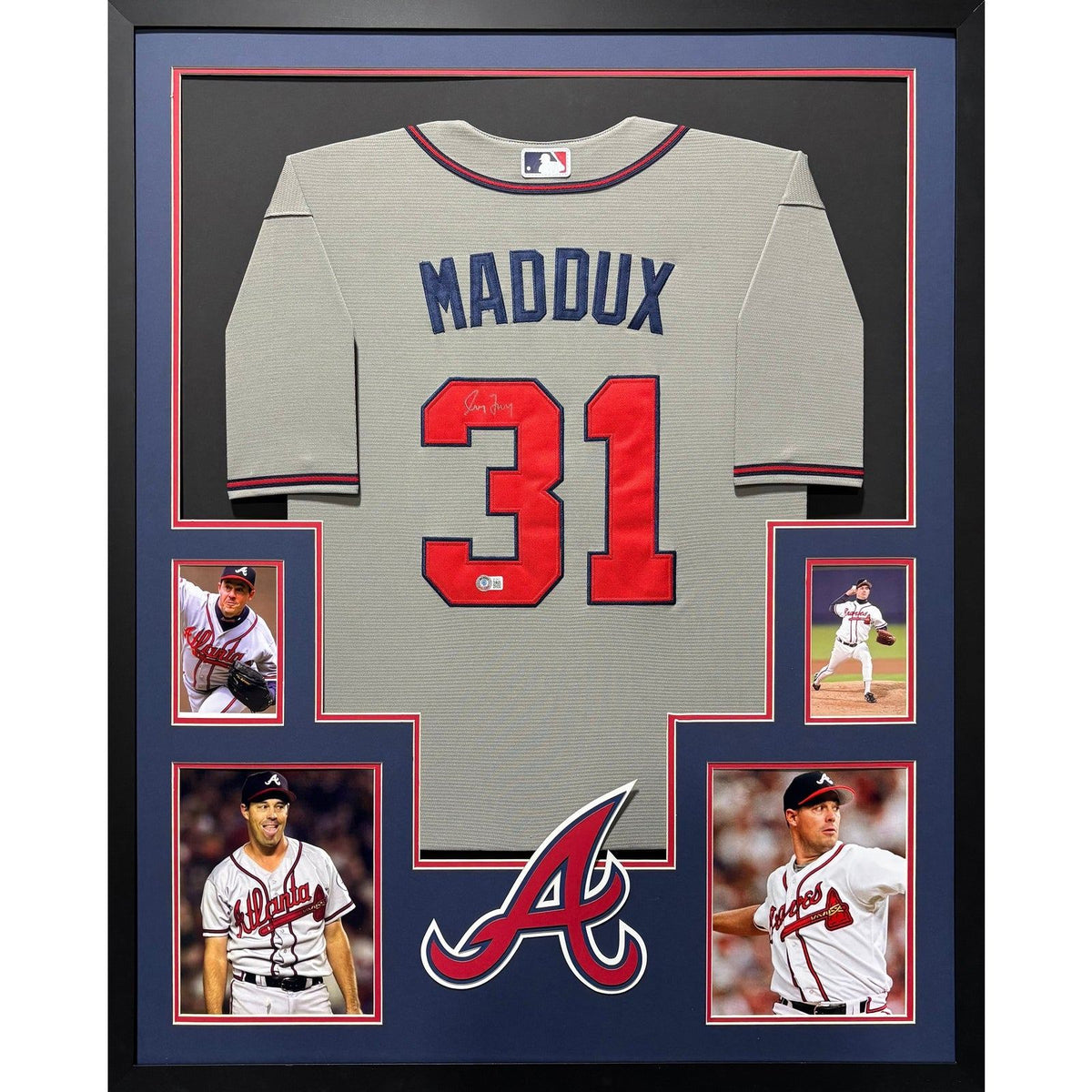 Greg Maddux Framed Signed Grey Jersey Beckett Autographed Atlanta Braves