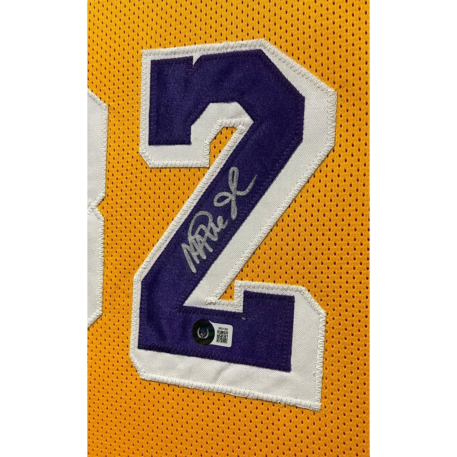 Magic Johnson Framed Signed Jersey Beckett BAS Autographed L.A. LA Lakers NL