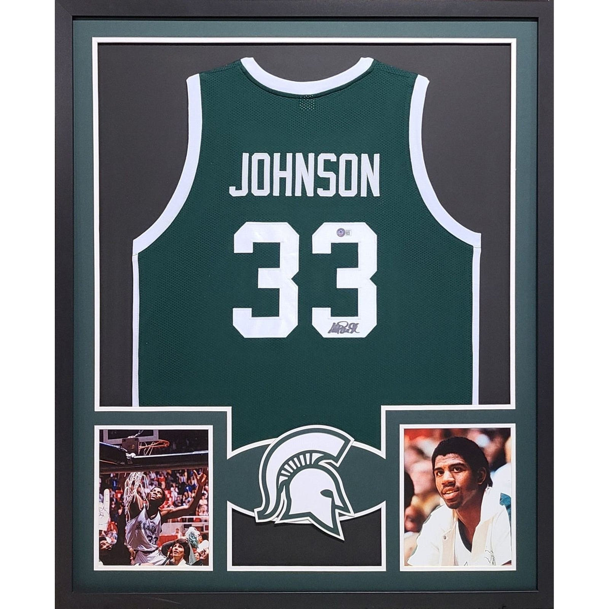 Magic Johnson Framed Signed Michigan State Jersey Beckett Autographed