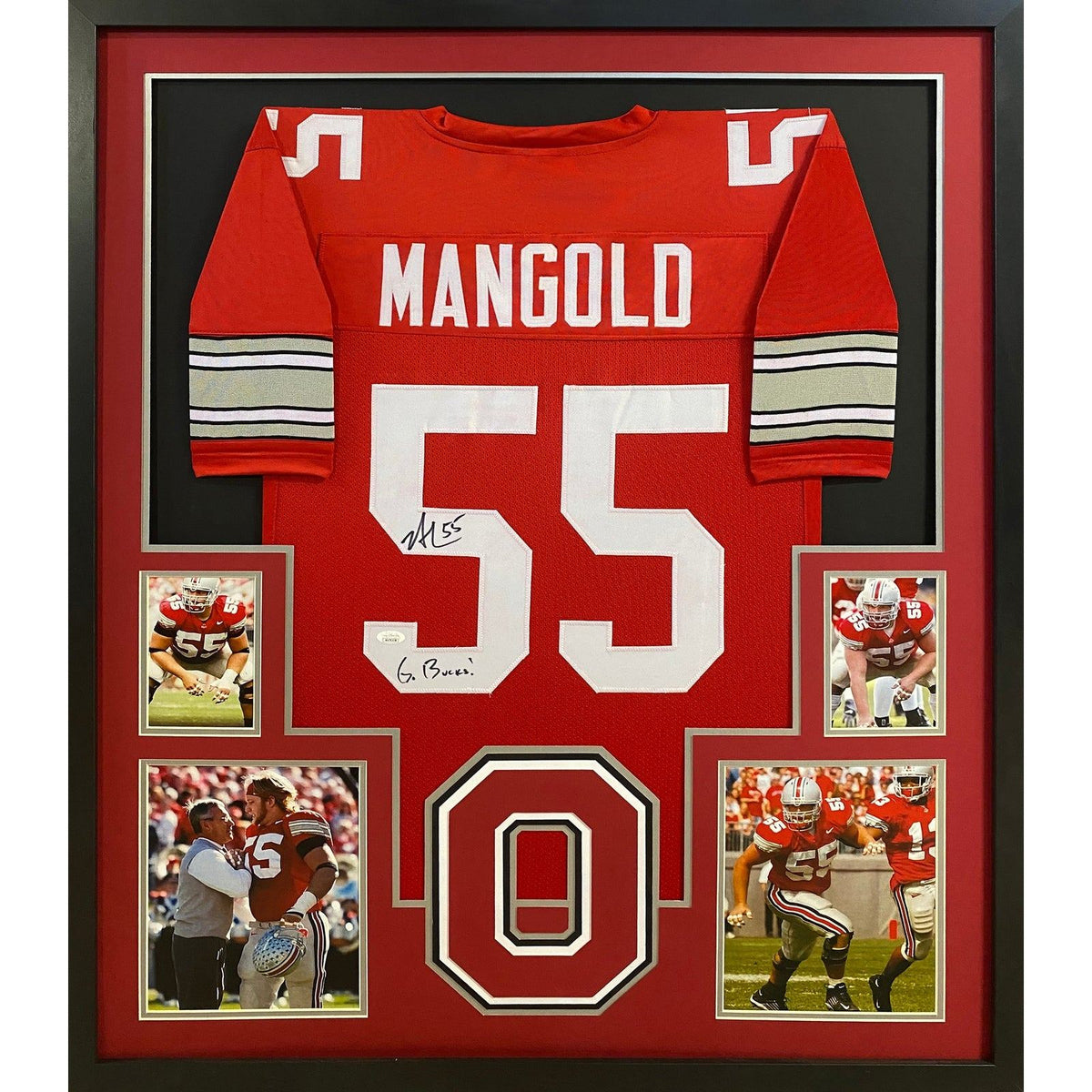 Nick Mangold Signed Framed Jersey JSA Autographed Ohio State
