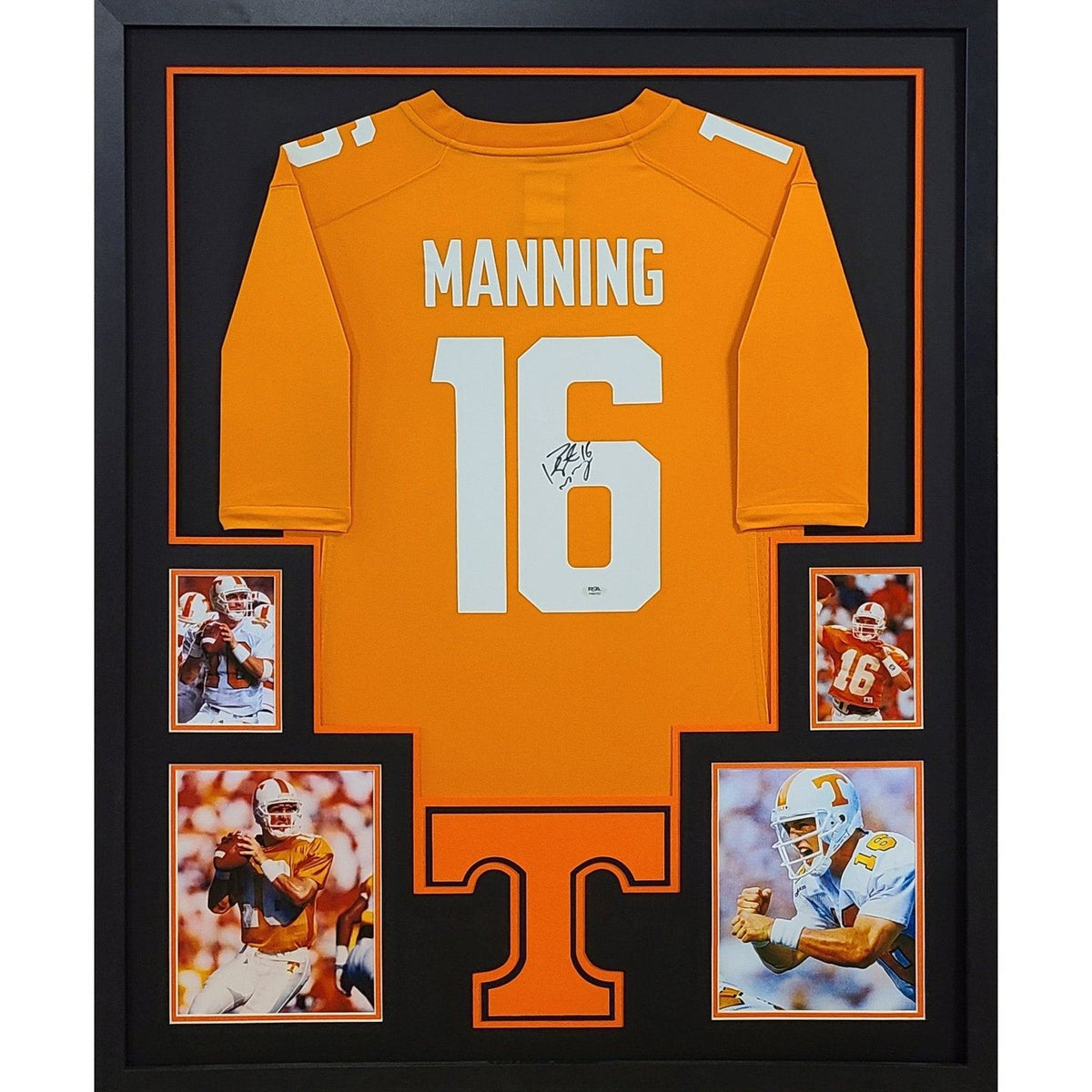 Peyton Manning Framed Signed Jersey PSA/DNA Tennessee Autographed Black Matt