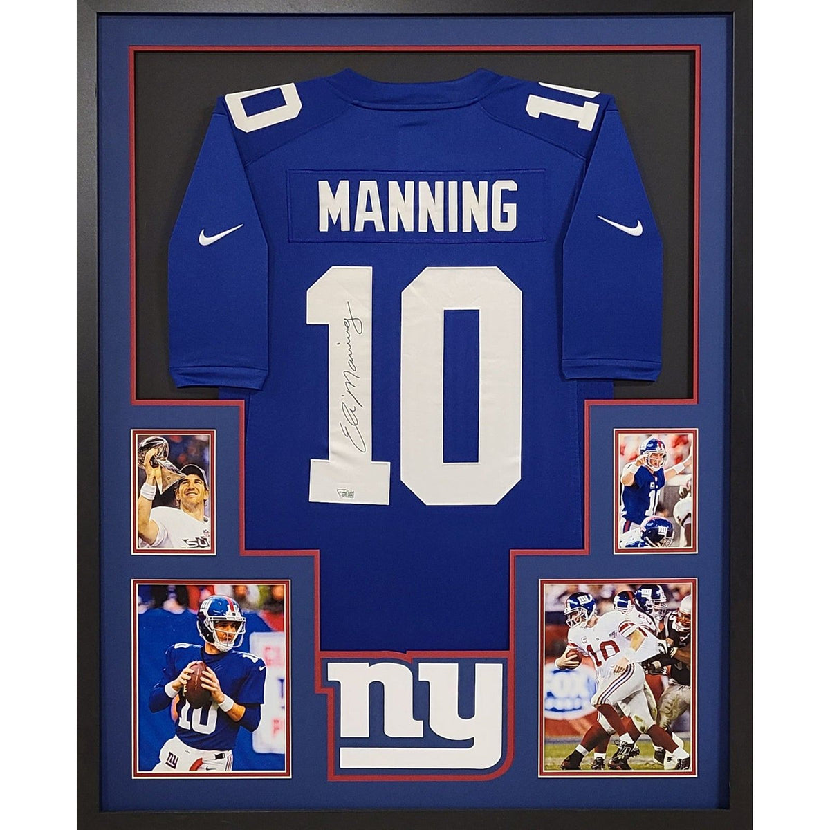 Eli Manning Framed Signed Blue Jersey Fanatics Autographed New York Giants
