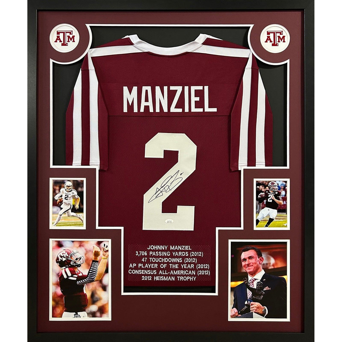 Johnny Manziel Signed Framed Stat Jersey JSA Autographed Texas A&M