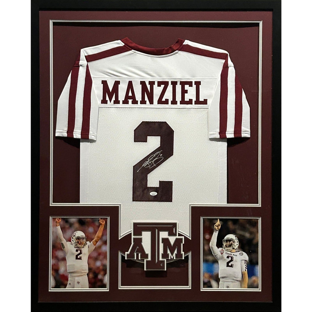 Johnny Manziel Signed Framed White Jersey JSA Autographed Texas A&M
