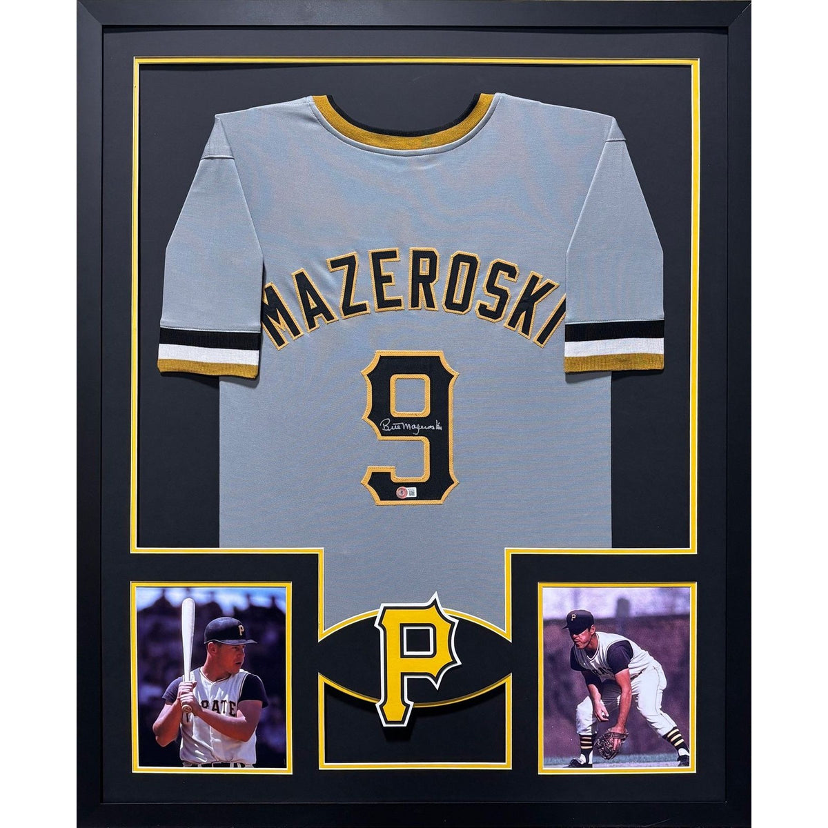 Bill Mazeroski Framed Grey Jersey Beckett Autographed Signed Pittsburgh Pirates