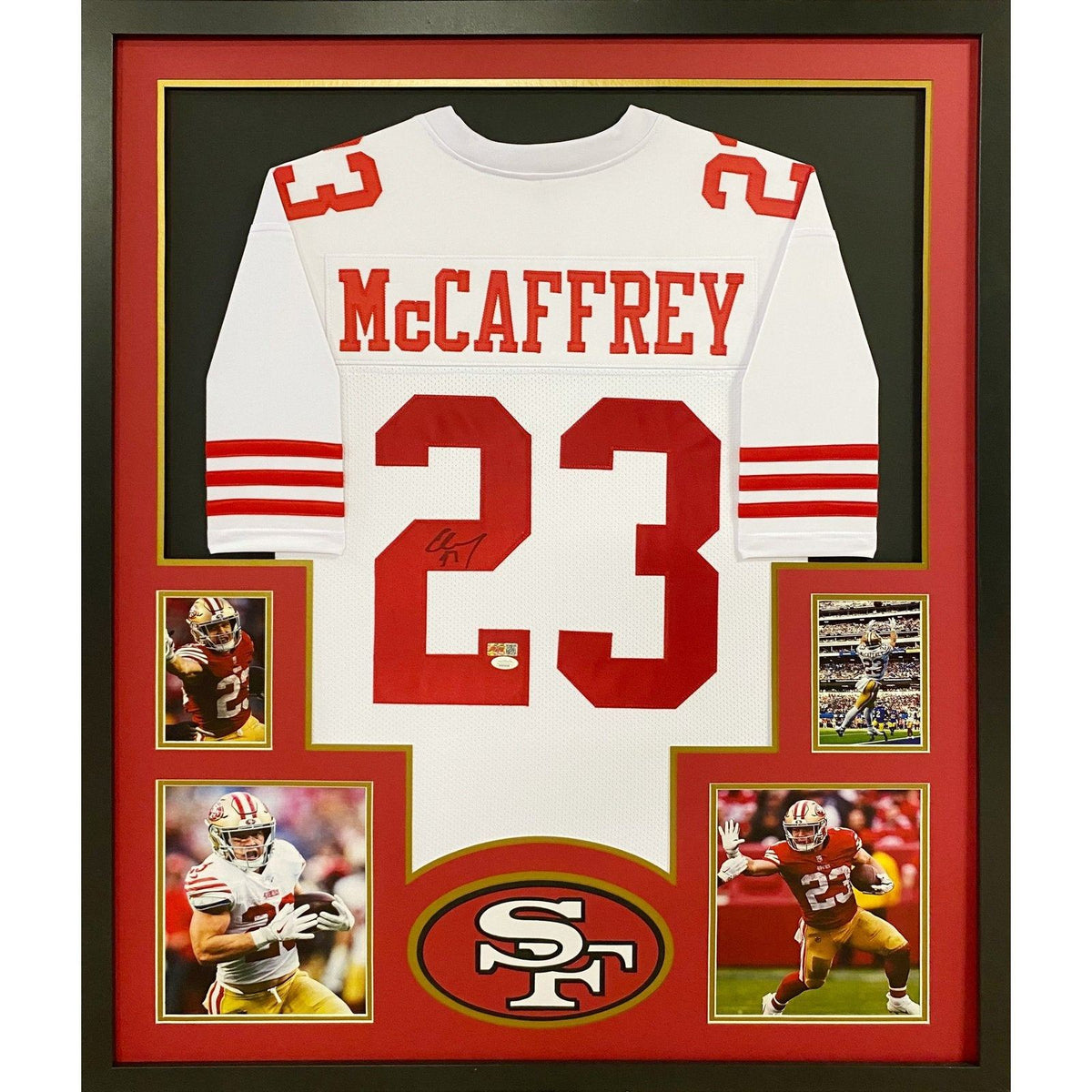 Christian McCaffrey Signed Framed Jersey JSA Autographed San Francisco 49ers