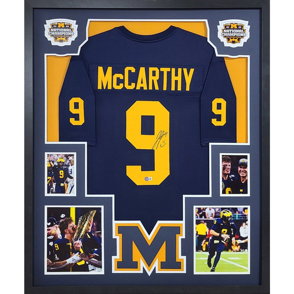 JJ McCarthy Framed Signed Jersey Beckett Autographed Michigan Nat Champ