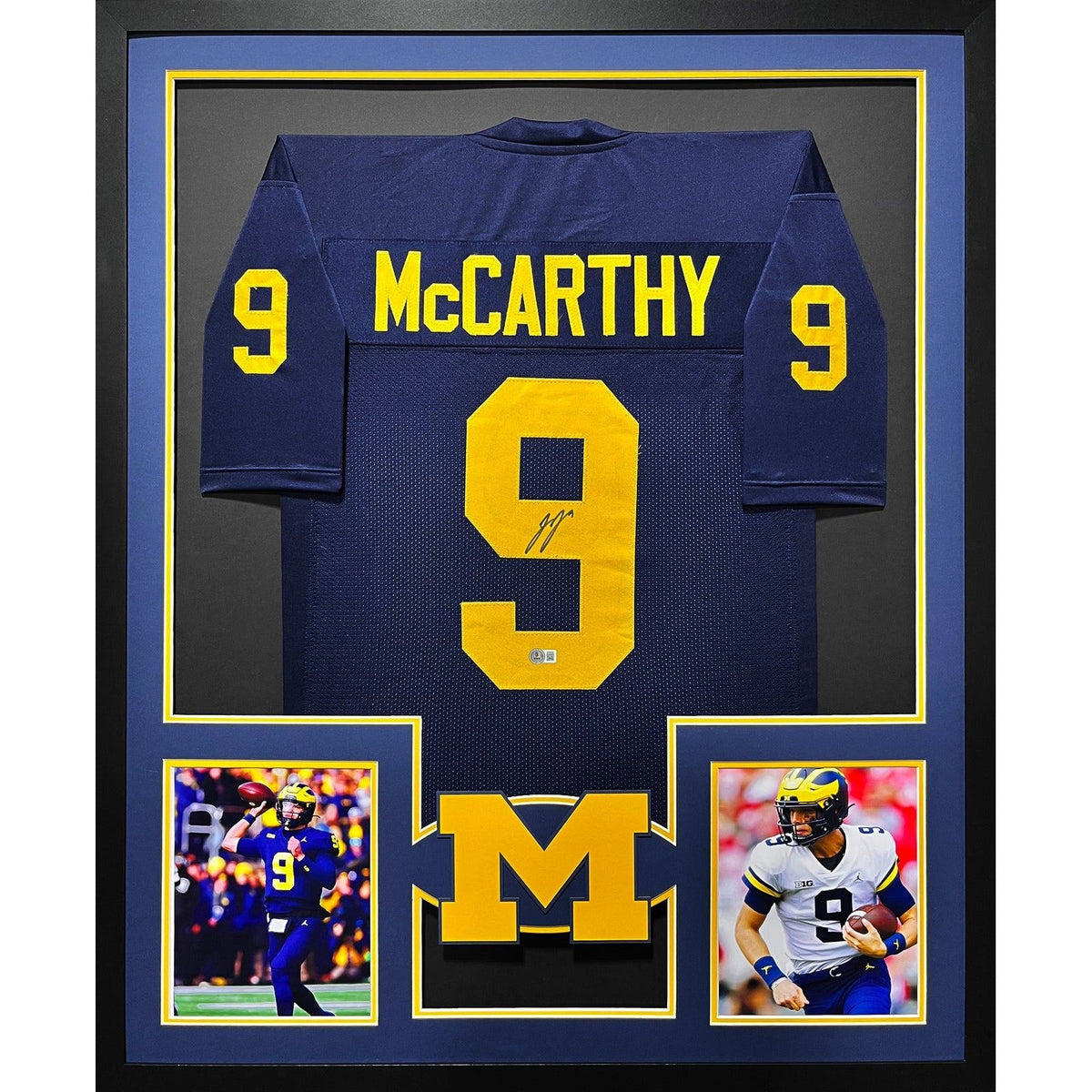 JJ McCarthy Framed Signed Jersey Beckett Autographed Michigan 2P