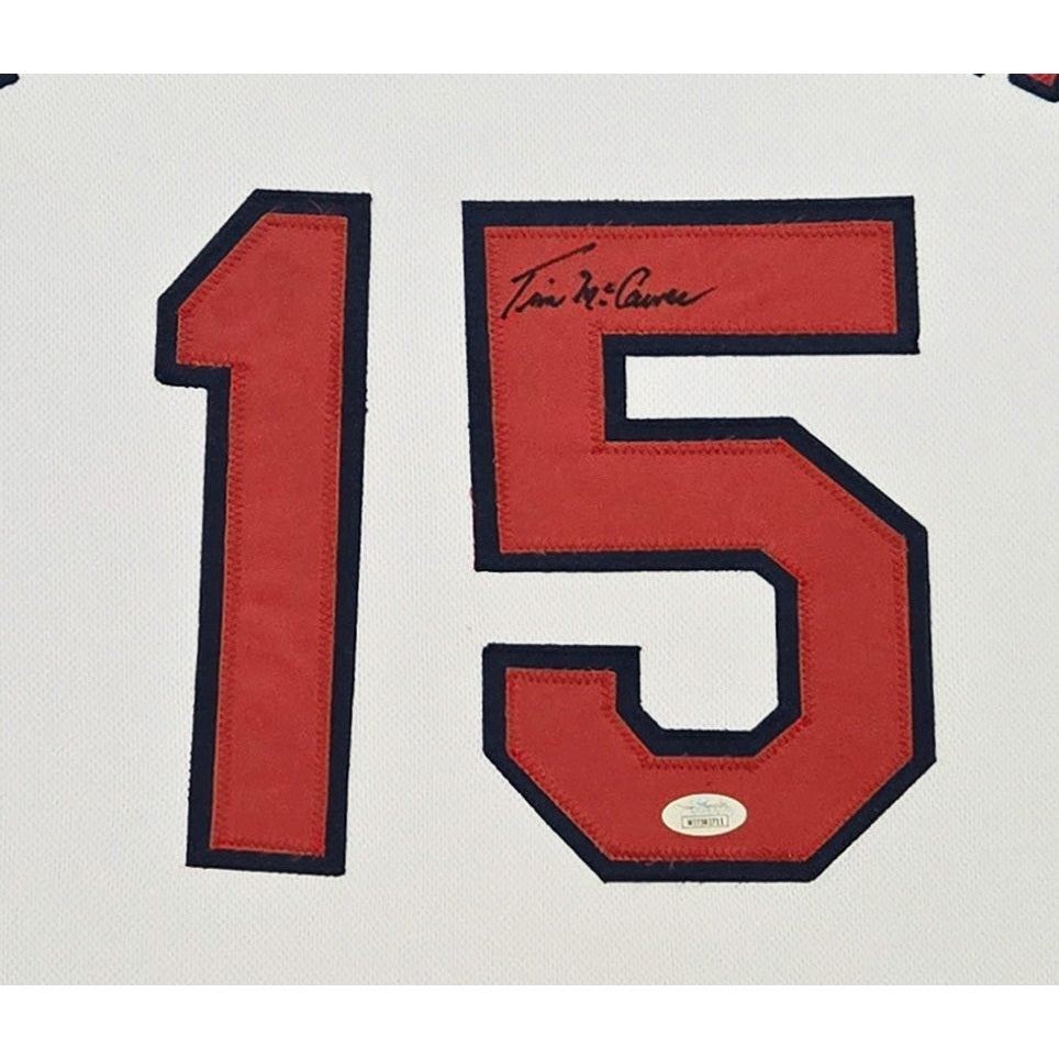 Tim McCarver Signed Framed Jersey JSA Autographed Cardinals